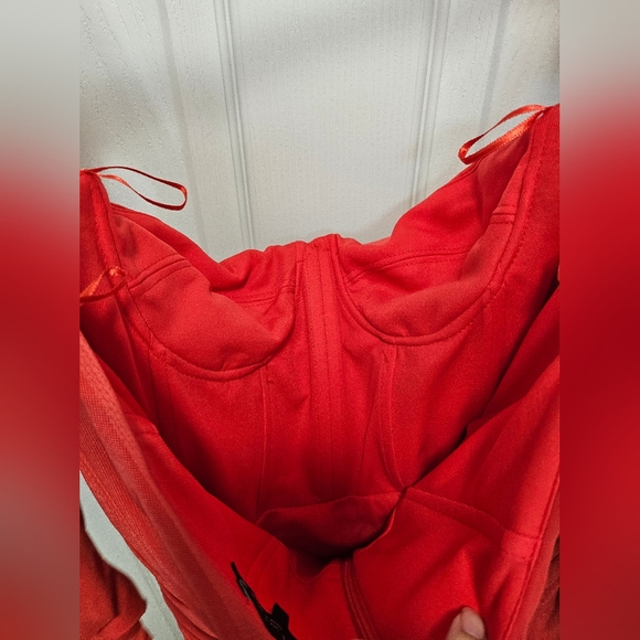 Zara Red Ruched Tulle Corset Style Mini Dress - Picture 11 of 14